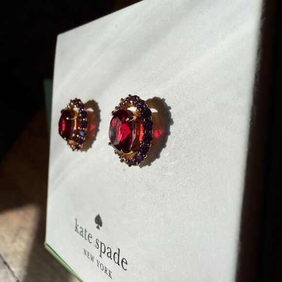 Kate Spade Victoria Earring Studs Red and Purple - Picture 2 of 14
